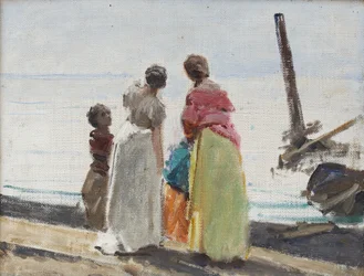 浜辺の人物（油彩・キャンバス）