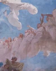 ドメニコ・モレッリ（1823-1901）によるフレスコ画「聖母被昇天」（ナポリ王宮アスンタ礼拝堂の天井）（ユネスコ世界遺産