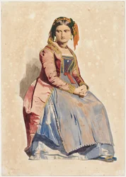 座るイタリア人女性
