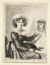 Louise-Elisabeth Vigé-Lebrun (Mlle Lebrun)、ウフィツィ美術館の 1790 年の自画像の後、およびその逆