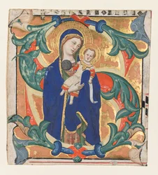 Gradual：Madonna and Childの最初のS [alve sancta parens] c。 1370-1374。
