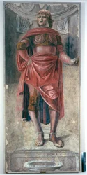 両手に剣を持つ男」1486年頃（カンヴァスにフレスコ画を貼り付けたもの