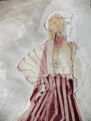 「抽象的な縞模様の女性」