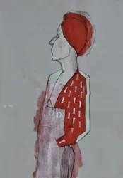 赤いターバンの女性