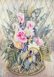 ゴデティアス（キャンバスに油彩）