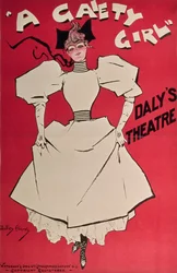イギリスのデイリーズシアターでの「A Gaiety Girl」の広告ポスター、1890年代