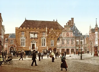 グロートマルクトの市庁舎、ハールレム、オランダ、pub.c。 1900