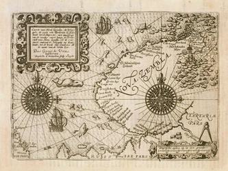 Diary Nauticumから新しく発見されたLianeの地図、または見事な3つの航海の真の記述... Gerrit de Veer著、1598年