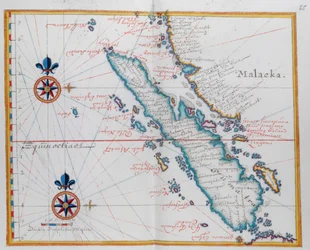 スンダ諸島の一部であるインドネシア西部のマラッカとスマトラを示す地図。