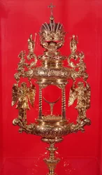 1764年のハールレムマークとおそらくメーカーのマークが刻まれたモンストランス、ピアスの菱形（シルバーゴールド）