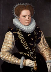 スペインの衣装を着た女性の肖像、c.1585