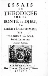 ゴットフリートライプニッツ著 『Theodicee』のタイトルページ、1712年に発行された第2版