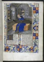 事実とことわざの記念品（またはLes Faits et les Dits des Romains）からの仕事中の翻訳者、Royal 18 E III、f.24