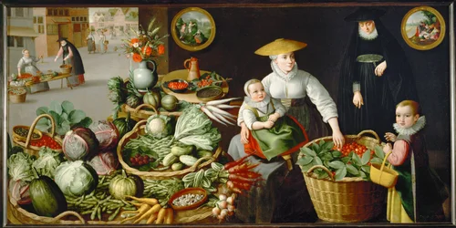 野菜市場（キャンバスに絵画）