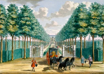 Hendrick de LethとMatthias Brouerius Van NidekによるHet Zeganpralent Kennemerlantからの私道と入り口からのVelserbeek Houseの眺め、1700〜1730年頃