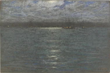 夜：港、1894（茶色の紙にパステル）