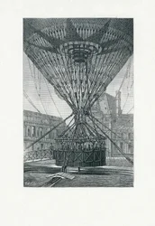 熱気球、パブを使用したパノラマ表示プラットフォーム。 c.1880（bw彫刻）