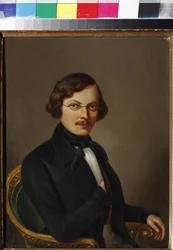 作者ニコライ ゴーゴリ (1809-1852) パー ボルツ, E. (19 世紀半ばに活躍) の肖像。 キャンバスに油彩