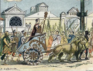 政治家でローマの著述家、ユリウス・カエサル（Giulio CesareまたはGaius Julius Caesar）の凱旋行列