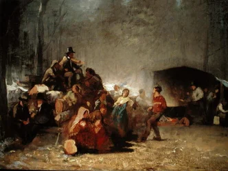 メープルシュガーキャンプのパーティ」1861-66年頃（油彩・キャンバス）