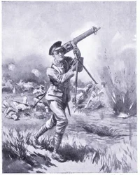 プライベートリンは、アイヌの戦いで重火の中で修理のために機関銃を運びました。 DCM 1915を受賞