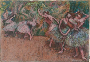 バレエシーン、c.1907（緑がかった透明なトレーシングペーパーにパステル）