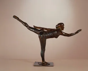 ダンサー: 右足にアラベスク、左腕を一列に並べ、c. 1877-1885キャストc。 1919-1931。