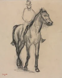 馬と騎手 1890年頃（黒チョーク）