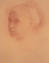 子供時代のマルグリット・ドガ、1854年頃（三色・紙）