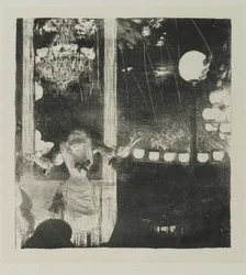 1877-78年のカフェデアンバサドゥールでのミスベカット（織り紙のリソ）