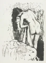 裸の女性が立って、体を乾かす、1891-1892年。