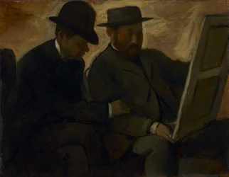 絵画を調べるポール・ラフォンとアルフォンス・シェルフィス