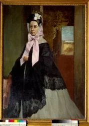 画家の妹、テレーズ・ドガの肖像 エドガー・ドガ（1834-1917）の絵画 1863年 日0,89 x 0,67 m パリ、オルセー美術館