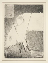 ボンネットとショールの着席女性、c.1879（エッチングとアクアチント）
