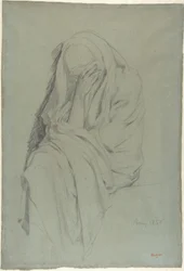 『老いたイタリア女性』のための習作（表面）、衣襞の習作（裏面）
