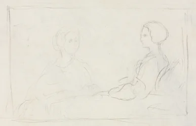 2つの着席女性の対、1856-1860年。
