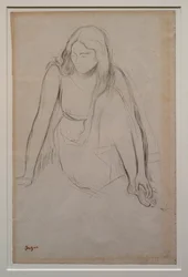 水辺に座る女性1867-1868年頃。ベリン紙に黒の鉛筆。