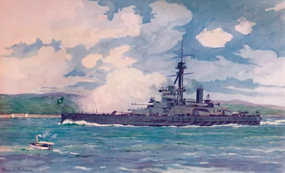 1914年にリオに近づくブラジルのスーパードレッドノートミナスジェラエス