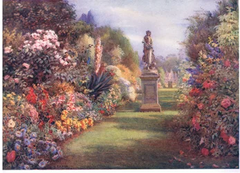 The Gardens of England: In the Southern and Western County より The Studio 発行のハンプトン コートの芝生の散歩