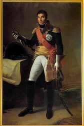 リヴォリ公アンドレ・マッセナ（1756-1817）、エスリング公、帝国のマレシャルの足元の肖像 エドム・アドルフ・フォンテーヌ（1814-1878）の絵画 19世紀 日2,15x1,4 m
