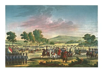 1807年6月28日、ティルシットで2人の皇帝の存在下で操縦する帝国警備隊、c1850