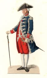 ヴェルジェンヌ伯爵シャルル・グラヴィエ（1719-1787）、王の扉の衛兵隊長として制服を着用（フランス