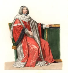 ジャン・アントワーヌ・ドゥ・メス（1661-1723）、イルヴァルの領主、アヴォー伯爵、17世紀のフランスの行政官、フィリップ・ドゥ・シャンパイニュ（1602-1674）の1653年の絵画の後 - エドモンド・ルシュヴァリエ＝シュヴィニャール（1825-1902）のイラストを基にしたリトグラフ、エキストラ・カット。