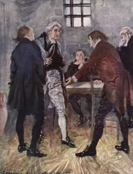 オリバー・ゴールドスミスの「ウェイクフィールドの牧師」のイラスト（カラーリトグラフ