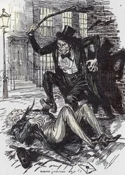 ハイド氏がサー・ダンヴァース・カルーを殺害する、ロバート・ルイス・スティーヴンソン（1850-1894）の小説『ジキル博士とハイド氏』のためのエドマンド・ジョゼフ・サリヴァン（1869-1933）による挿絵、1927