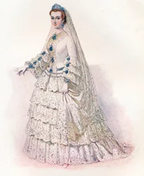 ウェディングドレス姿の皇后ウジェニー、1853年、1902年