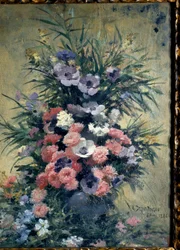 アネモネの花束 Edouard Debat Ponsan (1847-1913)の絵画。1888.トゥール、美術館