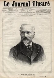 フランスの小説家、詩人、学者であるアンドレ・テューリエ（1833-1907）の肖像 - 1891年の「Le journal illustrious」に掲載されたナヴェリエによるエングレーヴィング。