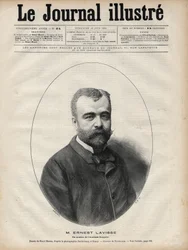 フランスの歴史家・学者であるアーネスト・ラヴィース（1842-1922）の肖像 - 1892年の「Le journal illustrious」に掲載されたナヴェリエによるエングレーヴィング。