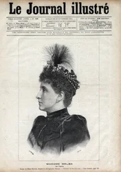 オーストラリアのソプラノ歌手、ネリー・メルバ（ヘレン・ポーター・ミッチェル）（1861-1931）の肖像 - 1891年の「The Illustrous Journal」に掲載されたナヴェリエによるエングレーヴィング。
